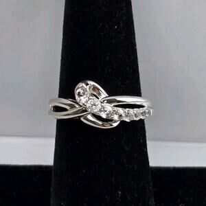 Diamond Sterling Swirl Anniversary Band Promise Ring by SUN Sz 6.75